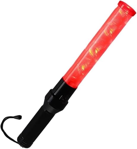 Telituny Traffic Baton Light, 16 Zoll LED Leuchtstab Zur Verkehrsregelung, Signal Verkehrsstab Rot Verkehrs Stabtaschenlampe Signalstab Verkehrsstock mit 2 Leuchtmuster Zum Parken, Autoleiten von Telituny