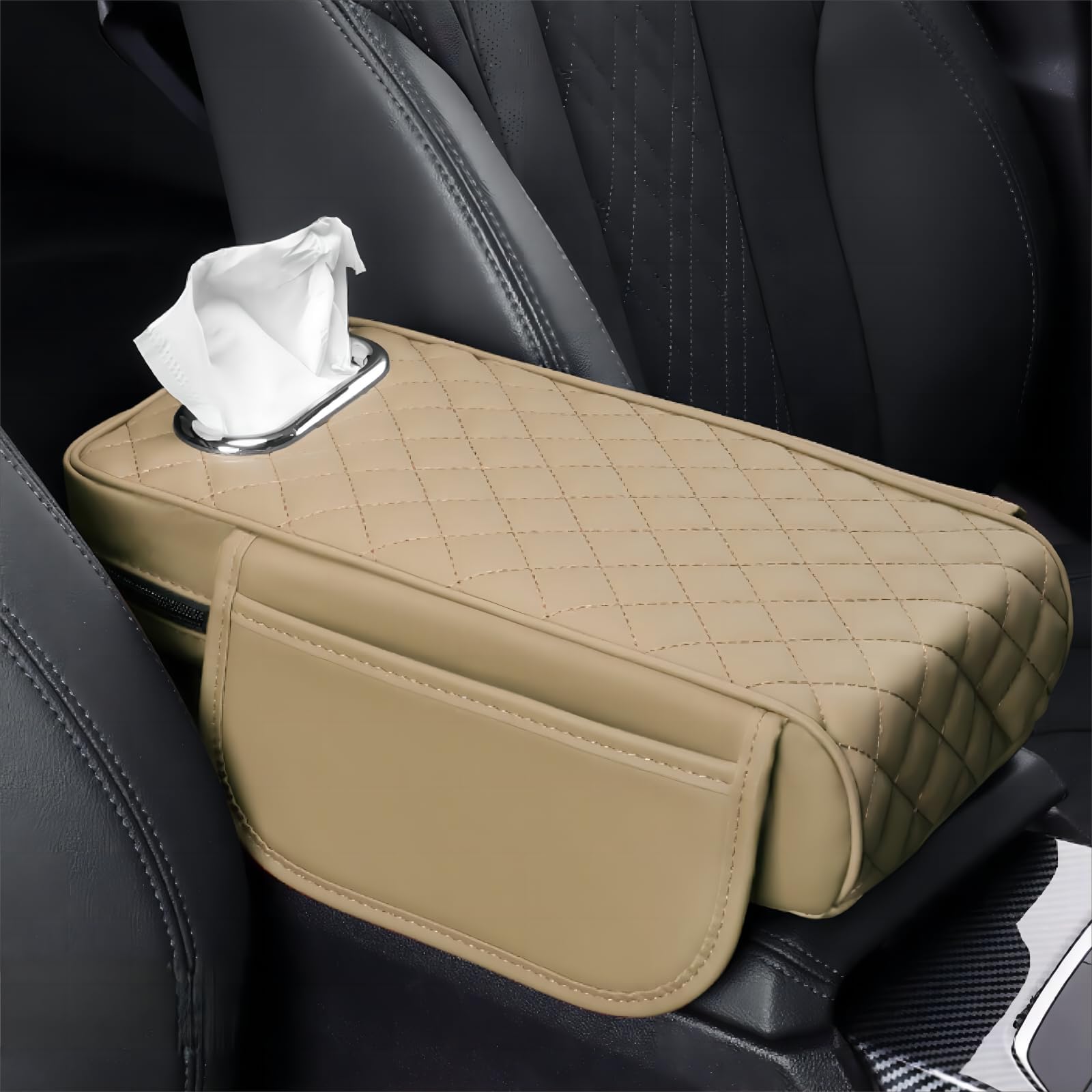 Memory Foam Car Armrest Cushion, Car Center Console Cover Memory Foam Car Armrest Cushion, Arm Rest Cushion for SUV Truck Sedan Vehicle (Beige) von Tencipeda