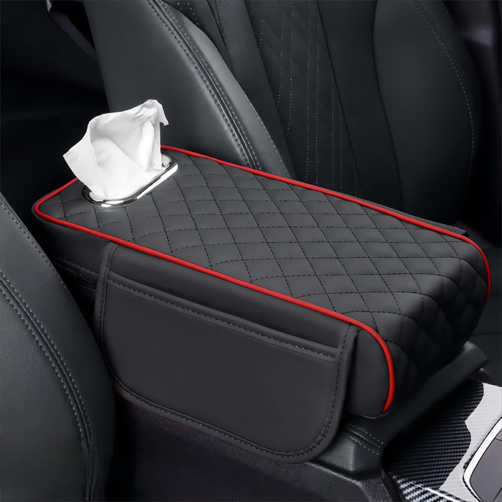 Memory Foam Car Armrest Cushion, Car Center Console Cover Memory Foam Car Armrest Cushion, Arm Rest Cushion for SUV Truck Sedan Vehicle (Dark Red) von Tencipeda