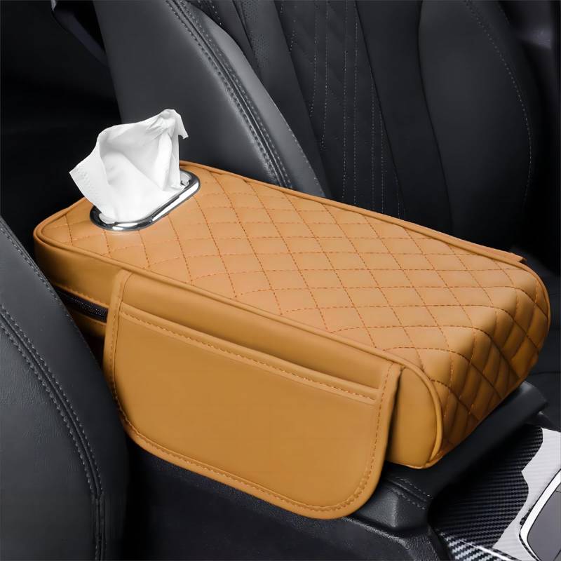 Memory Foam Car Armrest Cushion, Car Center Console Cover Memory Foam Car Armrest Cushion, Arm Rest Cushion for SUV Truck Sedan Vehicle (Yellow) von Tencipeda