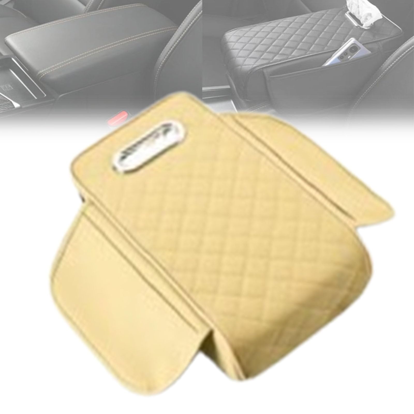 Memory Foam Car Armrest Cushion, Memory Foam Center Console Cover for Car, Car Armrest Box Booster Pad (Beige) von Tencipeda