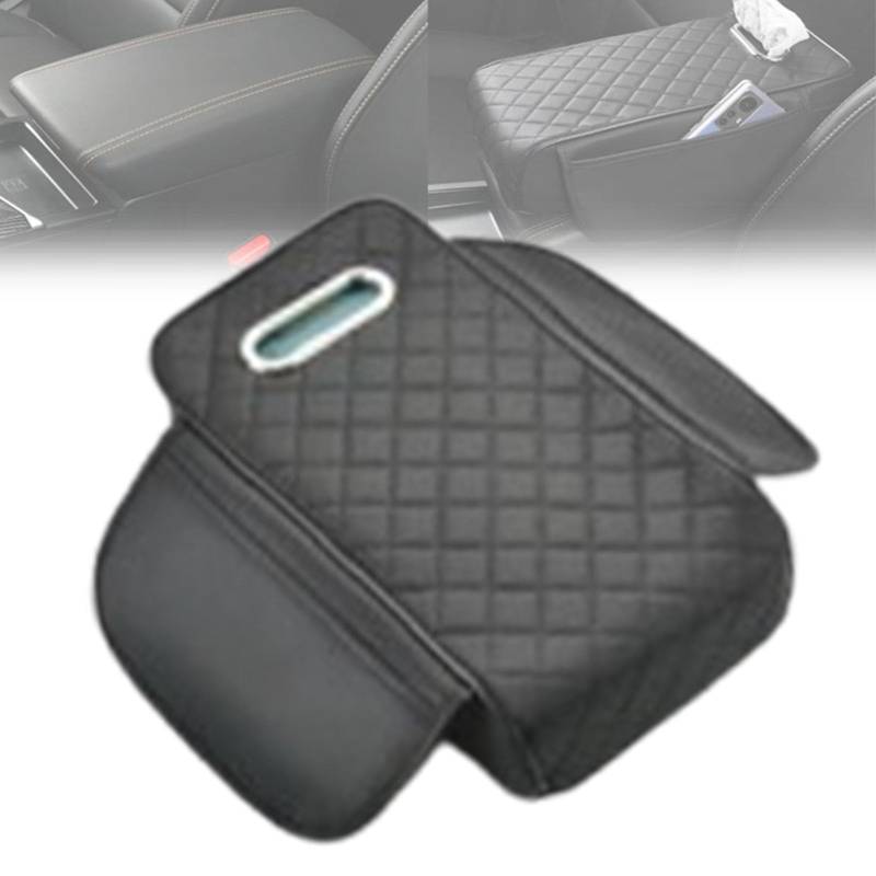 Memory Foam Car Armrest Cushion, Memory Foam Center Console Cover for Car, Car Armrest Box Booster Pad (Black) von Tencipeda