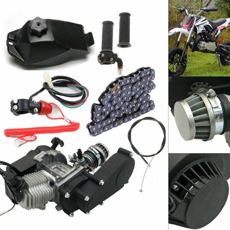 Tenddya 49CC 2-Takt Engine Motor, Pull Start Mini Dirtbike Motor Bausatz Benzinmotor Einzylinder Luftgekühlter Complete Engine Motor für Mini Pocket Dirt Bike ATV Scooter von Tenddya