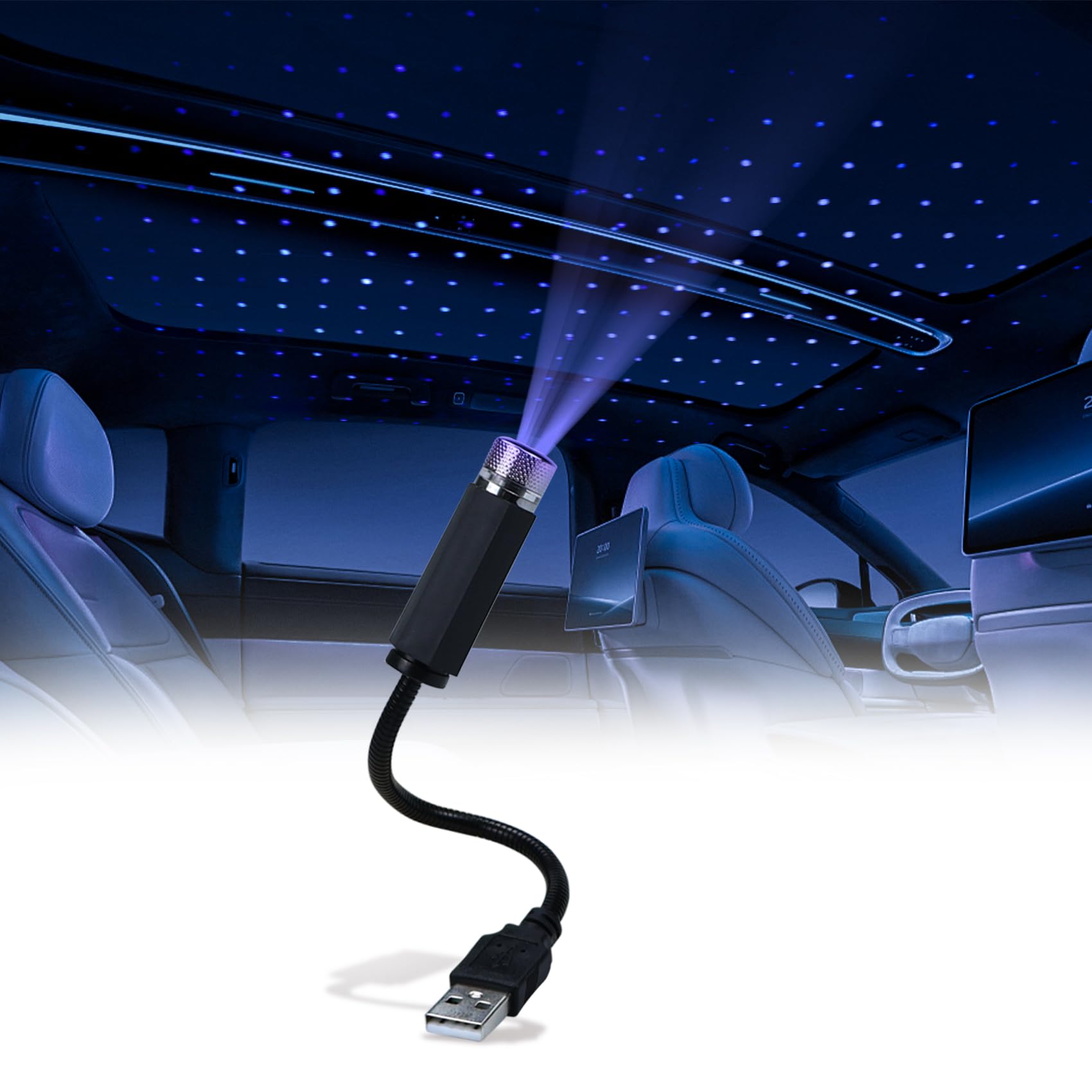 Auto LED Innenleuchten für Dach, Romantisches Sternenlicht Mini USB Projektionslampe Stern Nachtlicht Atmosphäre Dekoration für Autos Schlafzimmer Party, Lila von Tenorbass