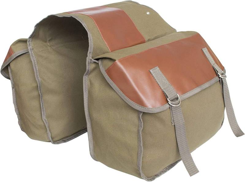 TentHome Fahrradtasche Gepäckträger Satteltasche PU Leder Gepäcktaschen für Fahrrad Motorrad Doppeltasche Radtasche Outdoor Cycling Khaki von TentHome