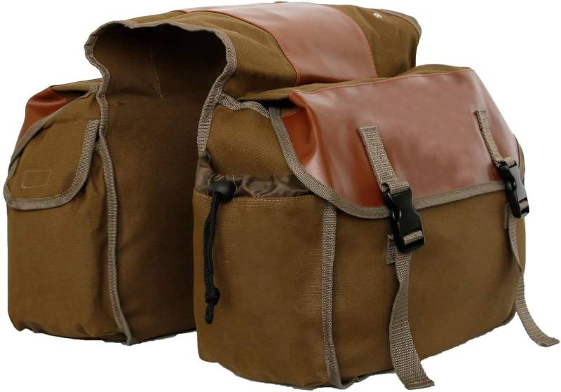 TentHome Retro Fahrradtasche Gepäckträger Satteltasche Gepäcktaschen für Fahrrad Motorrad Doppeltasche Gepäckträgertasche Seitentasche Rücksitztasche Outdoor Cycling Khaki von TentHome