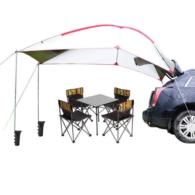 TentHome Wasserdicht Auto Markise Wohnwagen Sonnensegel Wohnmobil Zeltplanen Tent Tarp Tragbare Leichte Camping Shelter (Weiß/Grün) von TentHome