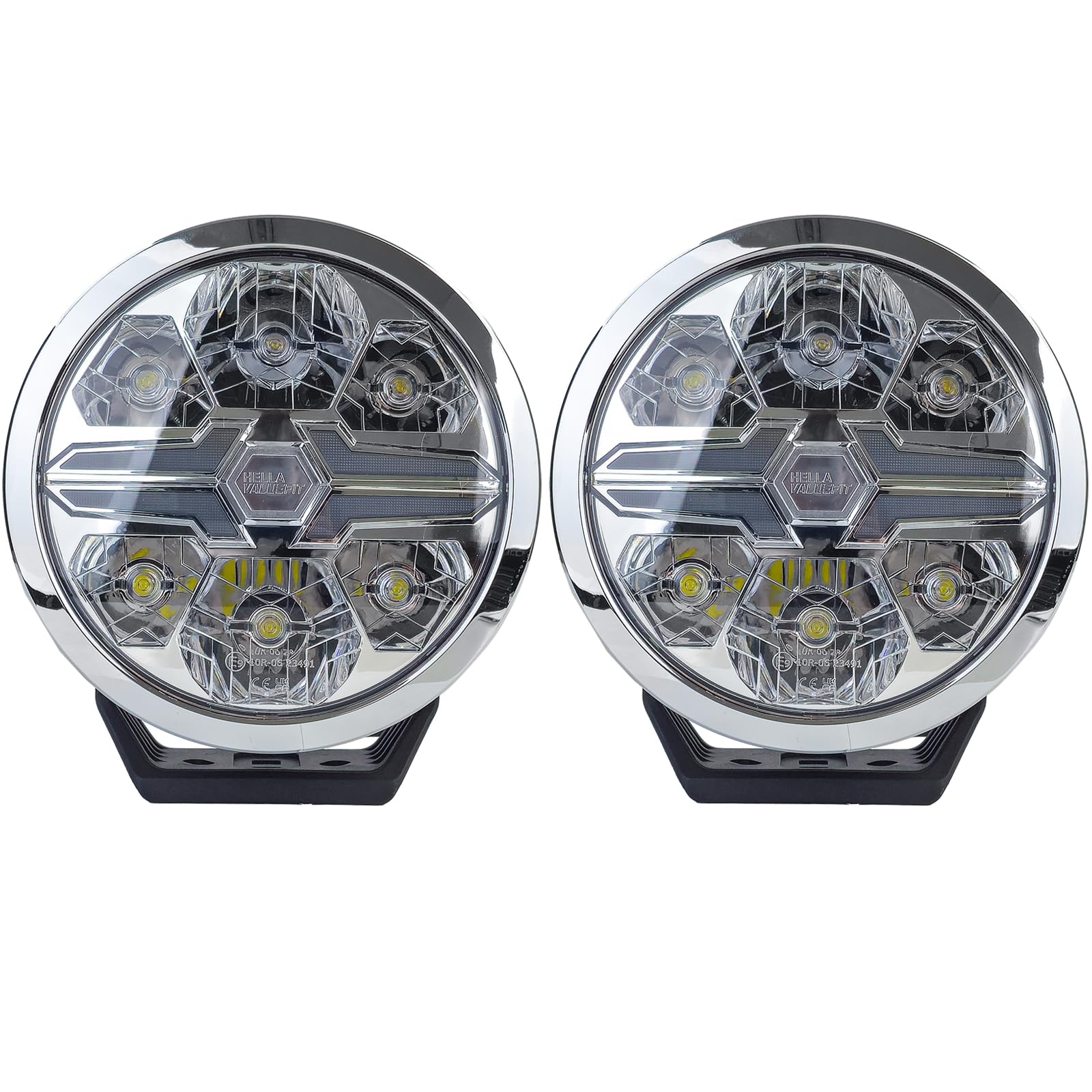 2er SET HELLA VALUEFIT Chrome Blade LED Zusatzfernscheinwerfer 9˝ Rund Legal von Tenzo-R