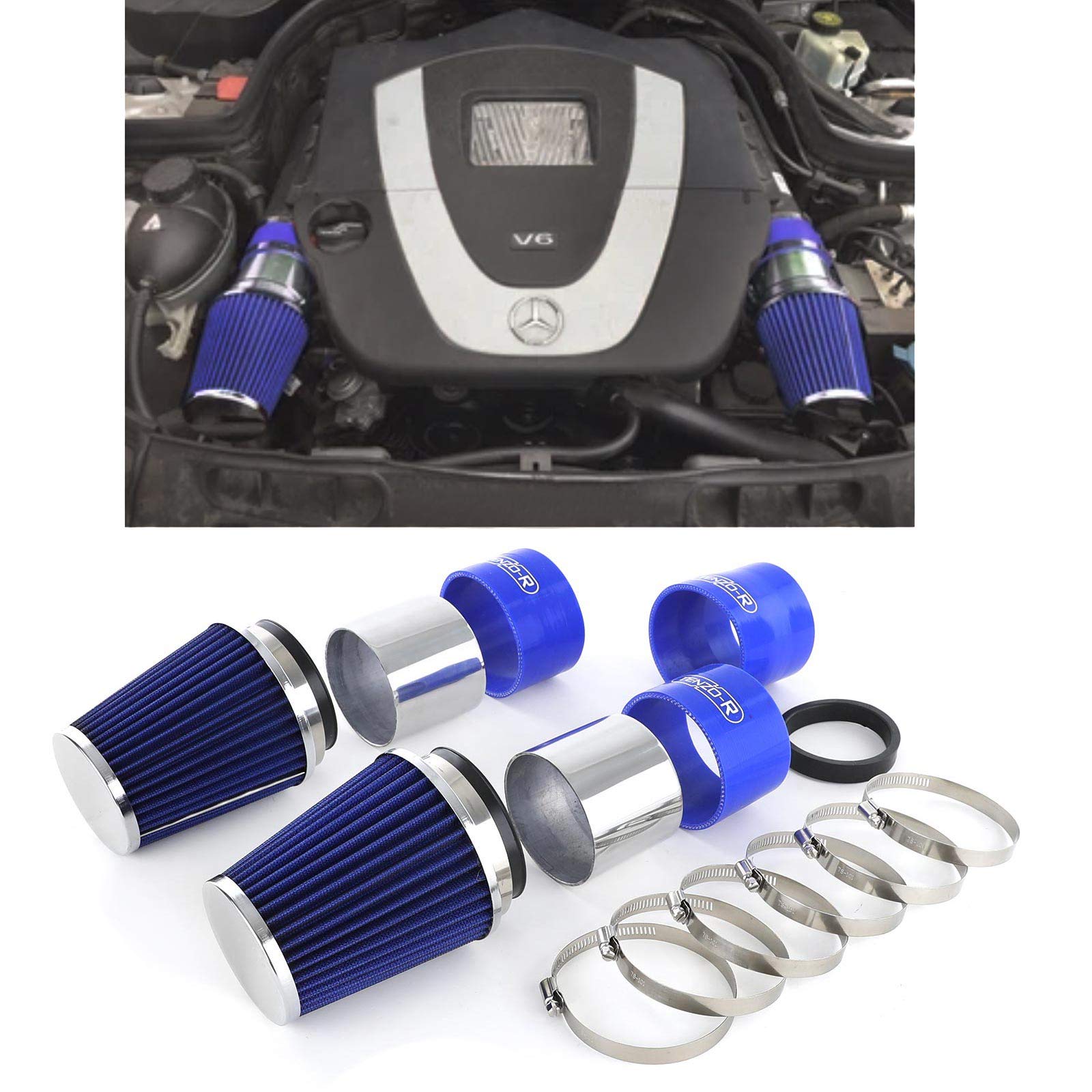 Air Intake Kit mit Sport Luftfilter Blau für Mercedes W204 C300 C350 V6 von Tenzo-R