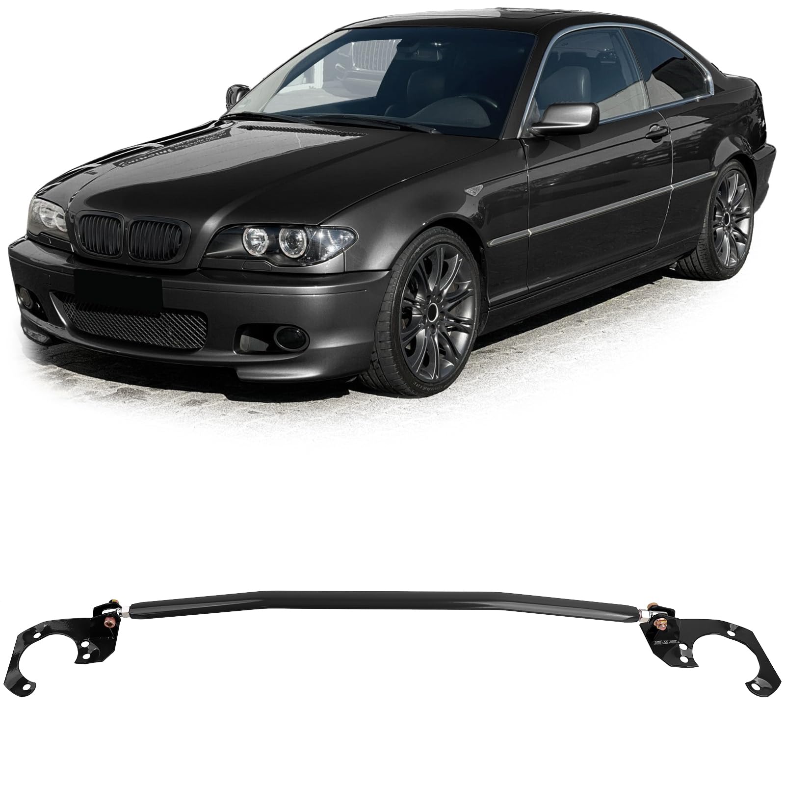 Alu Domstrebe Schwarz verstellbar passt für BMW E46 6 Zyl 320i 323i 325i 328i 330i von Tenzo-R