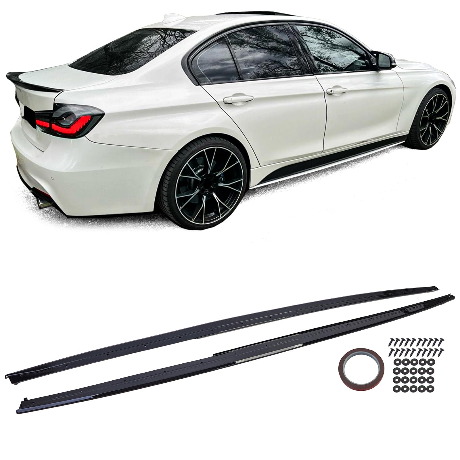 Aufsatz Seitenschweller Schwarz Glanz passend für 3er BMW F30 F31 2011-2019 von Tenzo-R