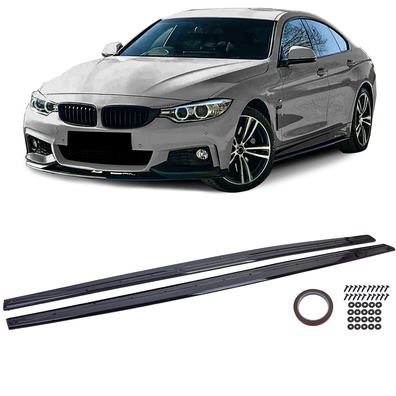 Aufsatz Seitenschweller Schwarz Glanz passend für 4er BMW F32 F33 F36 13-21 von Tenzo-R