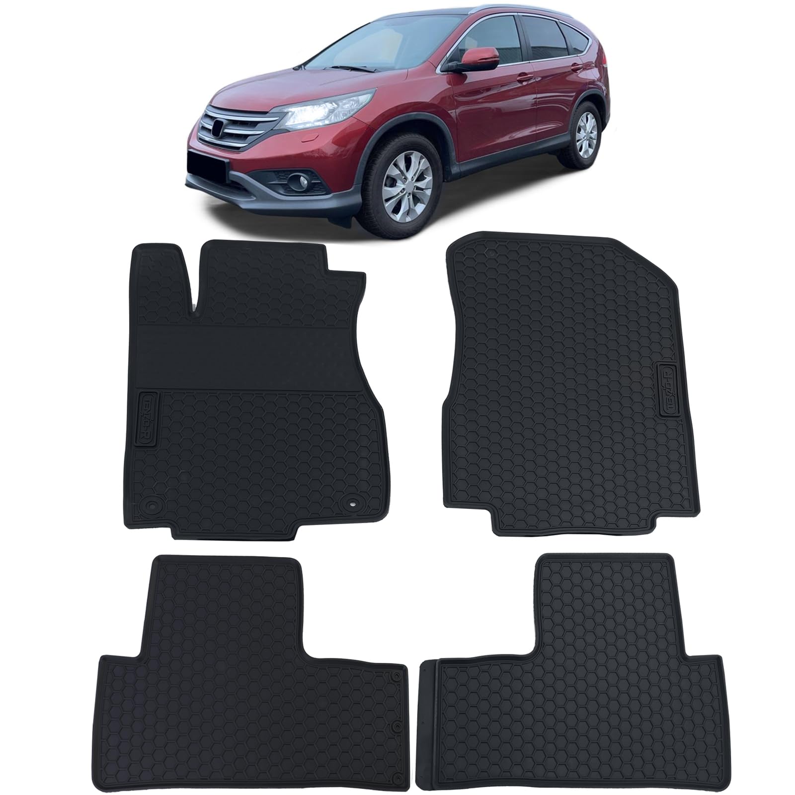 Auto Gummi Fußmatten Schwarz Premium Set für Honda CR-V 4 12-18 von Tenzo-R