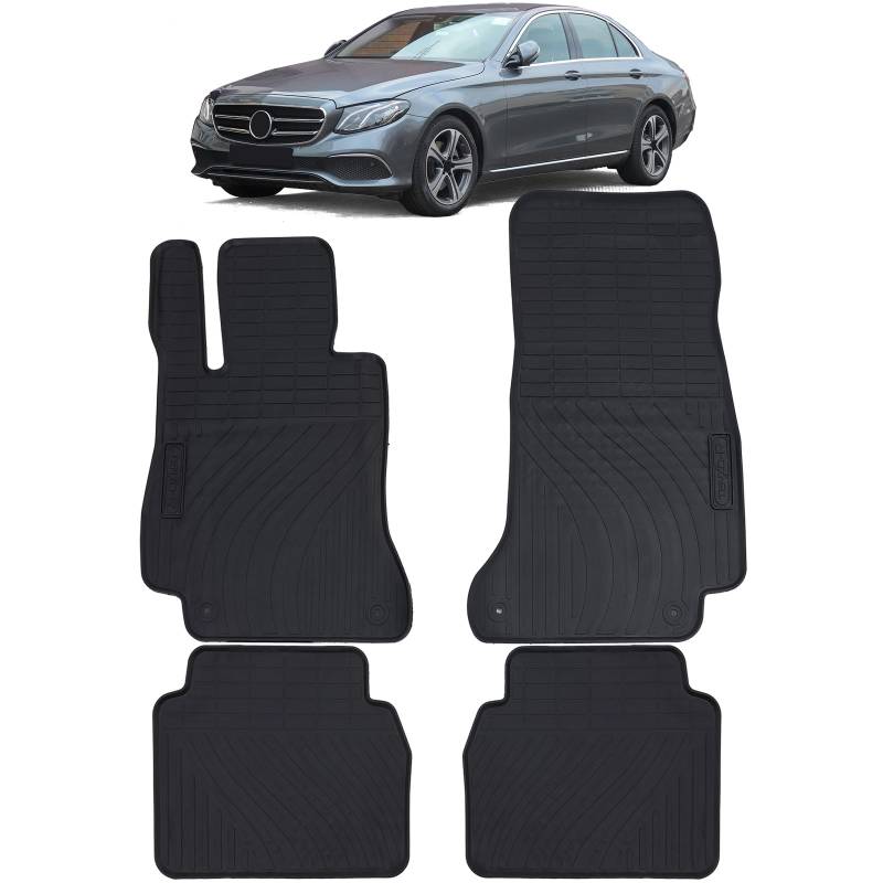 Auto Gummi Fußmatten Schwarz Premium Set für Mercedes E Klasse W213 S213 ab 16 von Tenzo-R