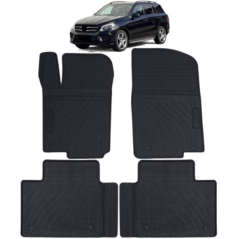 Auto Gummi Fußmatten Schwarz Premium Set für Mercedes GLE W166 2015-2018 von Tenzo-R