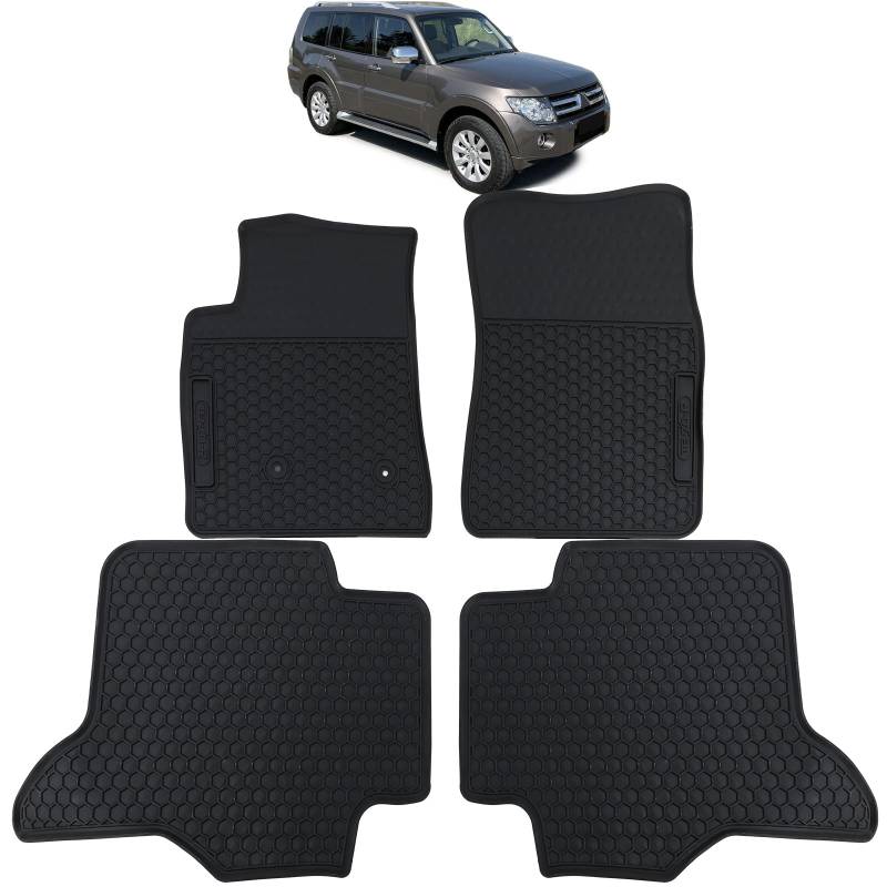 Auto Gummi Fußmatten Schwarz Premium Set für Mitsubishi Pajero 4 2007-2022 von Tenzo-R