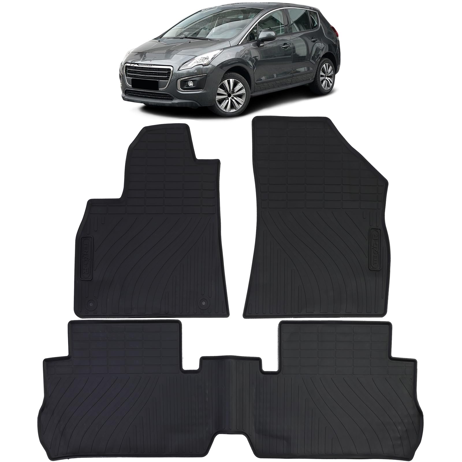 Auto Gummi Fußmatten Schwarz Premium Set für Peugeot 3008 09-16 von Tenzo-R