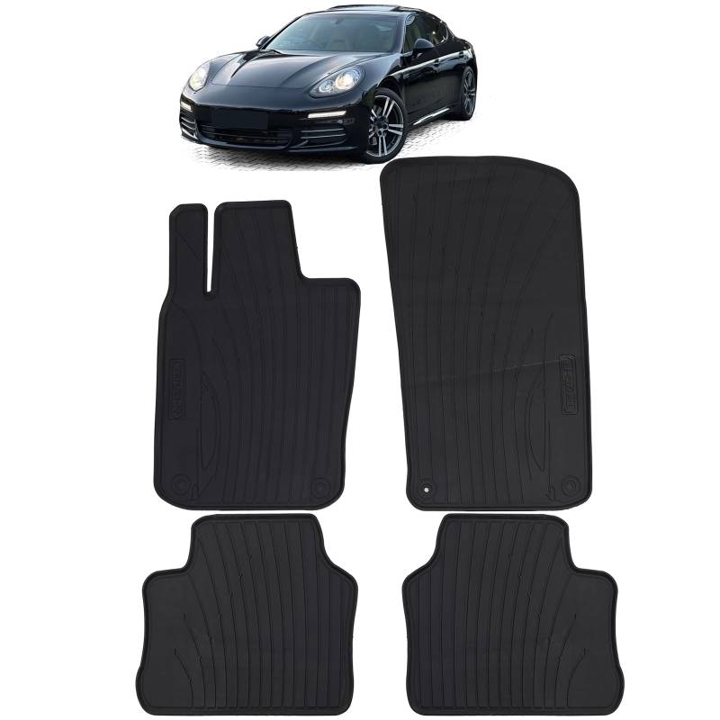 Auto Gummi Fußmatten Schwarz Premium Set für Porsche Panamera 970 2009-2016 von Tenzo-R