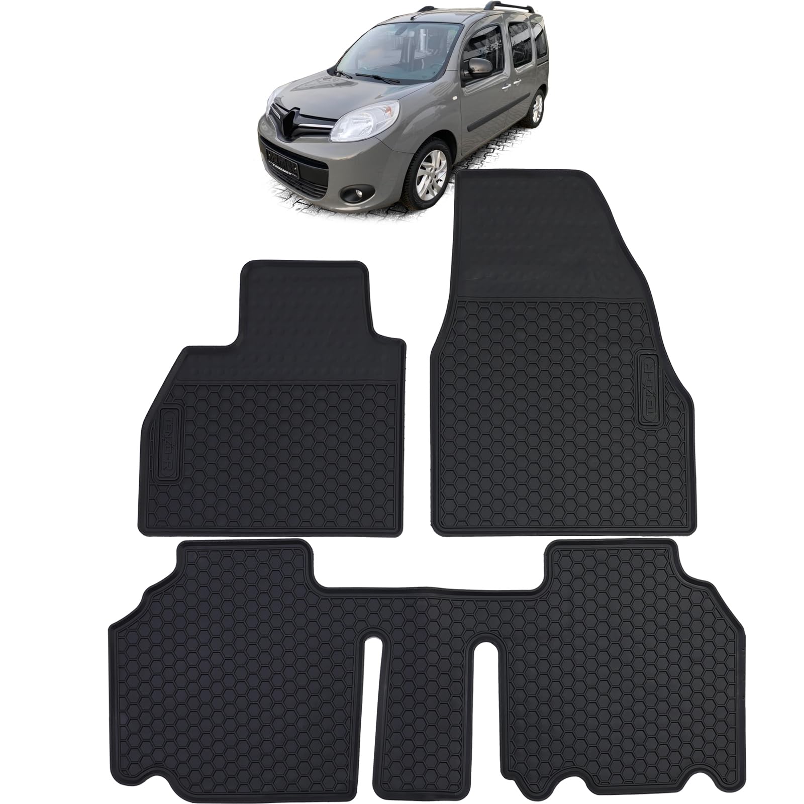 Auto Gummi Fußmatten Schwarz Premium Set für Renault Kangoo II 2008-2022 von Tenzo-R