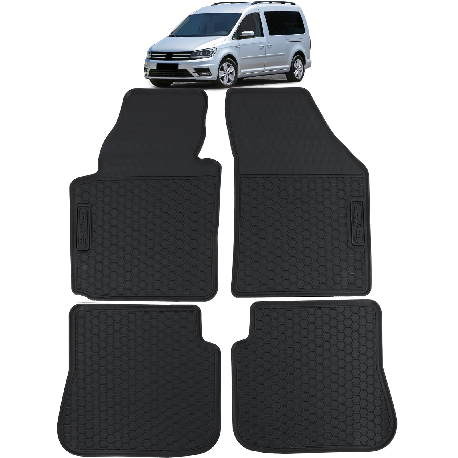 Auto Gummi Fußmatten Schwarz Premium Set für VW Caddy IV 15-20 von Tenzo-R