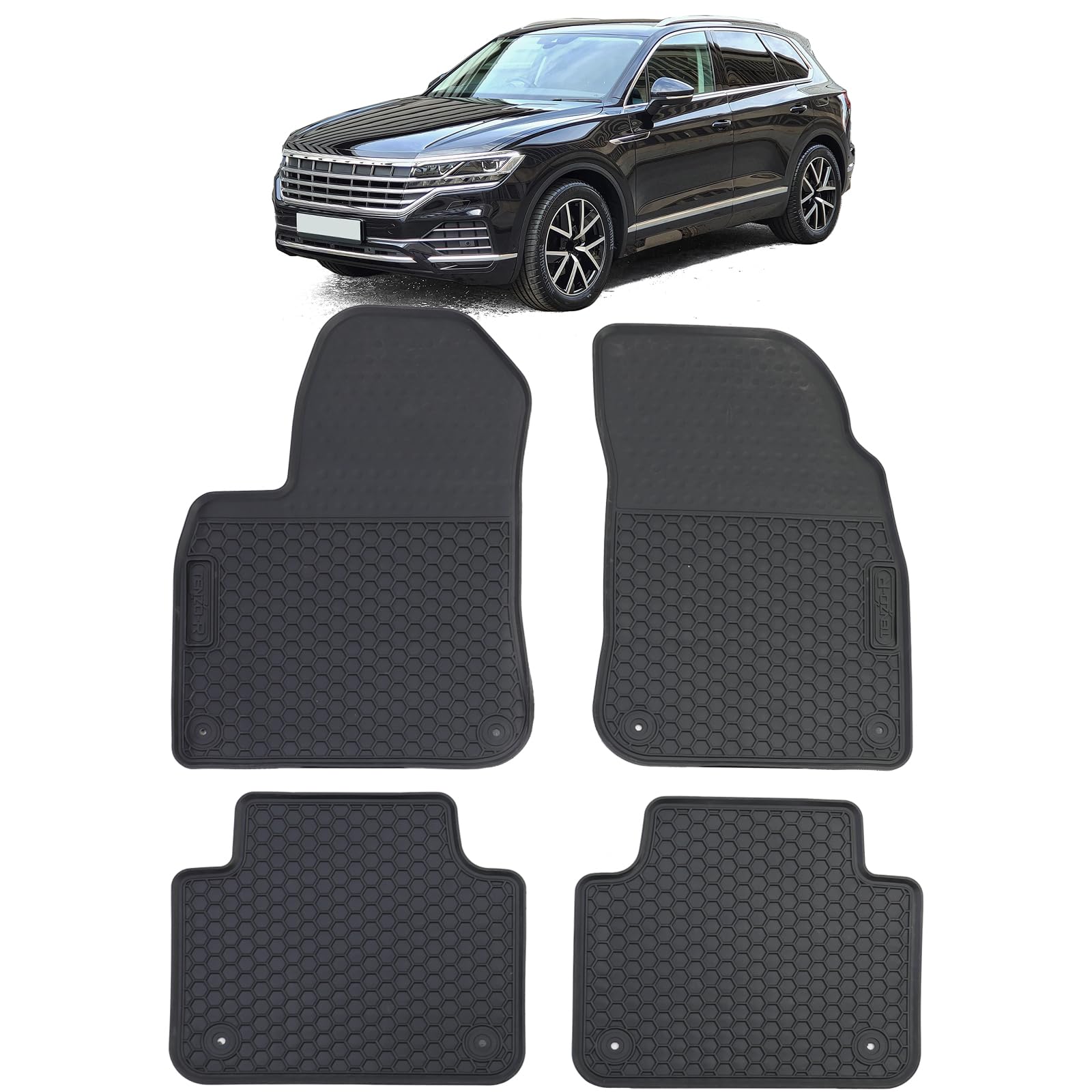 Auto Gummi Fußmatten Schwarz Premium Set für VW Touareg III CR ab 18 von Tenzo-R