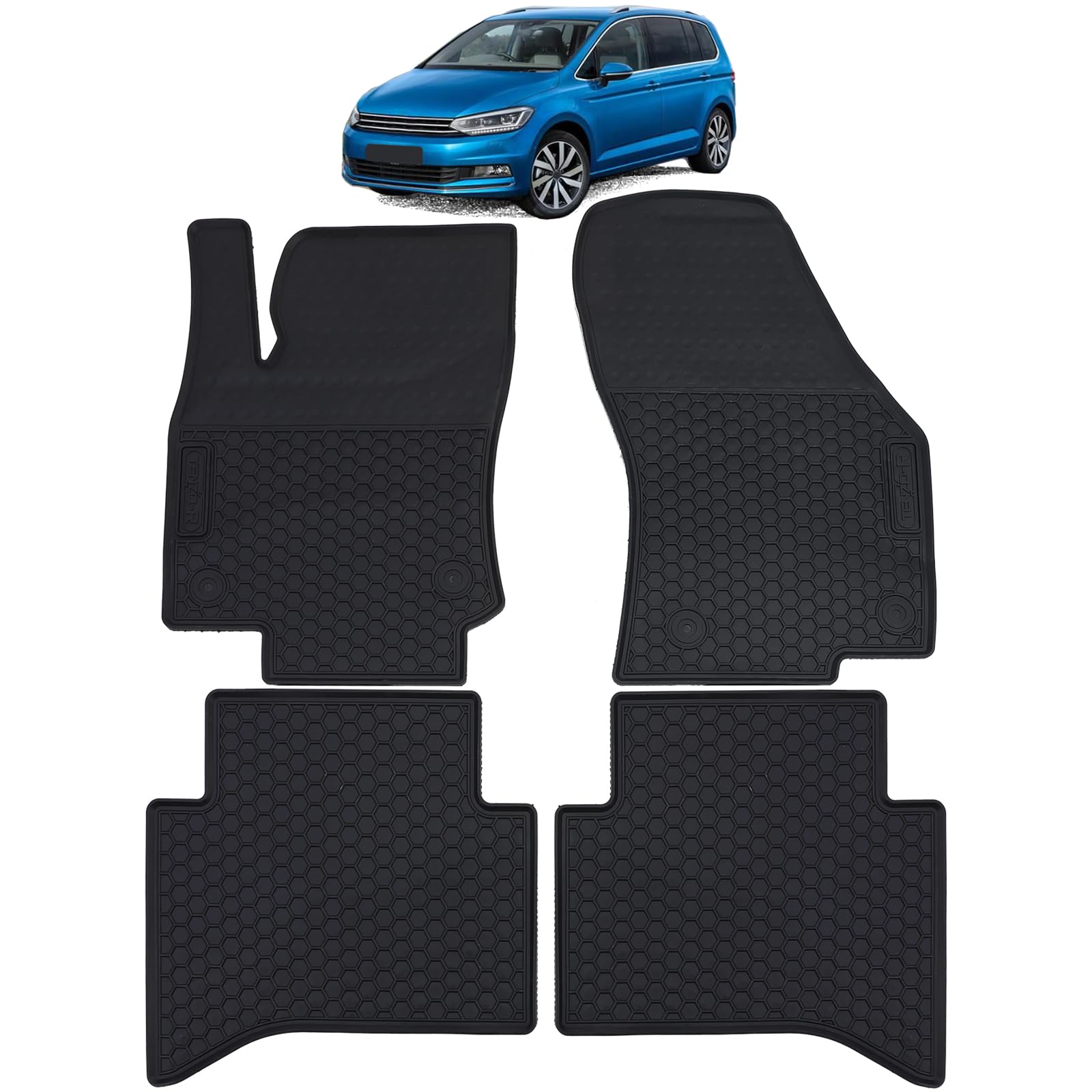 Auto Gummi Fußmatten Schwarz Premium Set für VW Touran II 5T ab 2015 von Tenzo-R