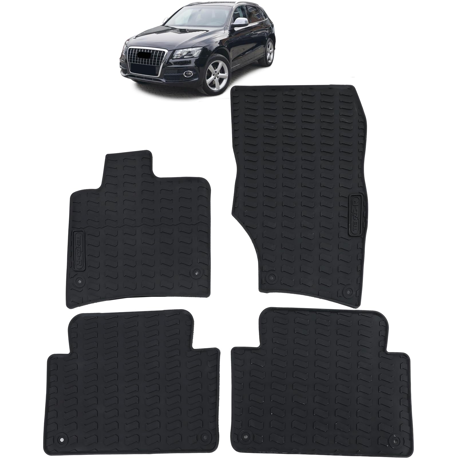 Auto Gummi Fußmatten Schwarz Premium Set passend für Audi Q7 4L 06-15 von Tenzo-R