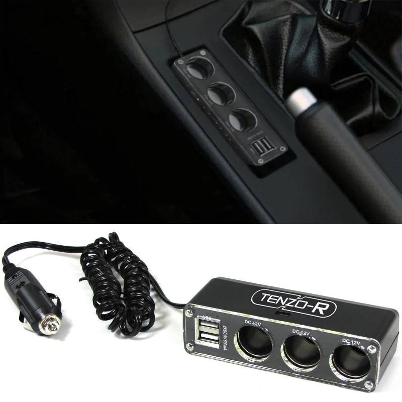 12 Volt Mehrfachsteckdose 3x Steckdose 2x USB für Auto, Boot, Wohnwagen Camping von Tenzo-R