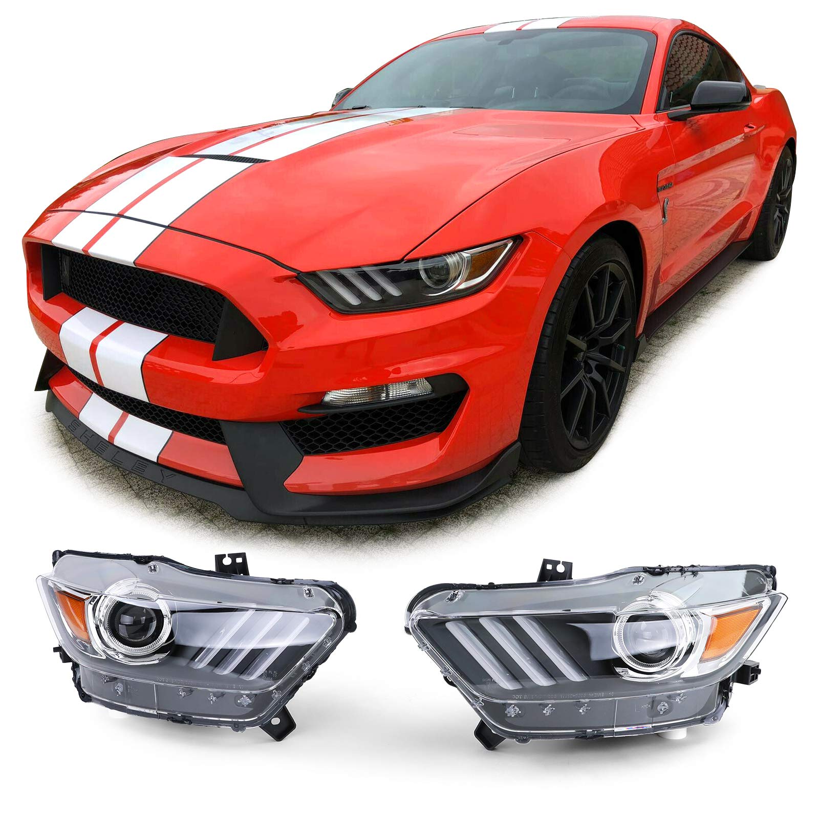 Bi Xenon Scheinwerfer Schwarz Chrom Paar für Ford Mustang 6 Coupe Cabrio 14-17 von Tenzo-R