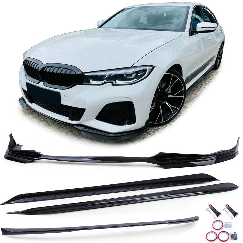 Bodykit Front Heck Spoiler Schweller Schwarz Glanz passend für 3er BMW G20 Limo von Tenzo-R