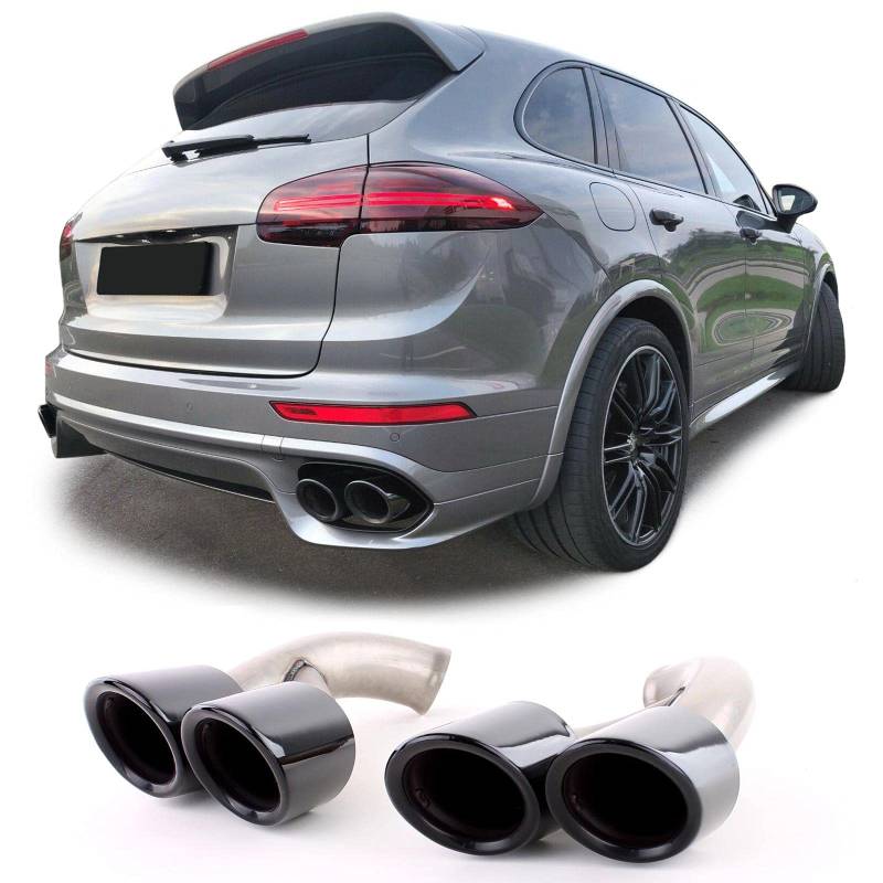 Doppelrohr Endrohre GTS Optik Schwarz für Porsche Cayenne 92A Facelift 14-17 von Tenzo-R