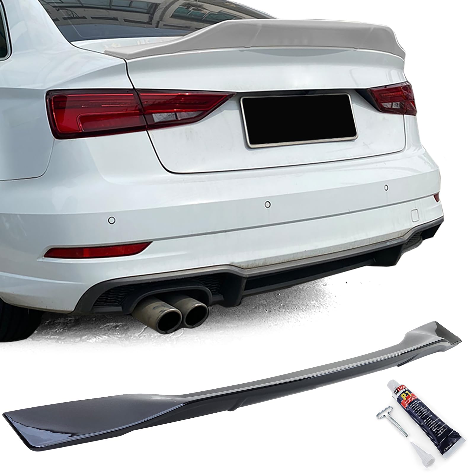 Ducktail Heckspoiler Schwarz Glanz passt für Audi A3 8V 12-20 Limousine von Tenzo-R