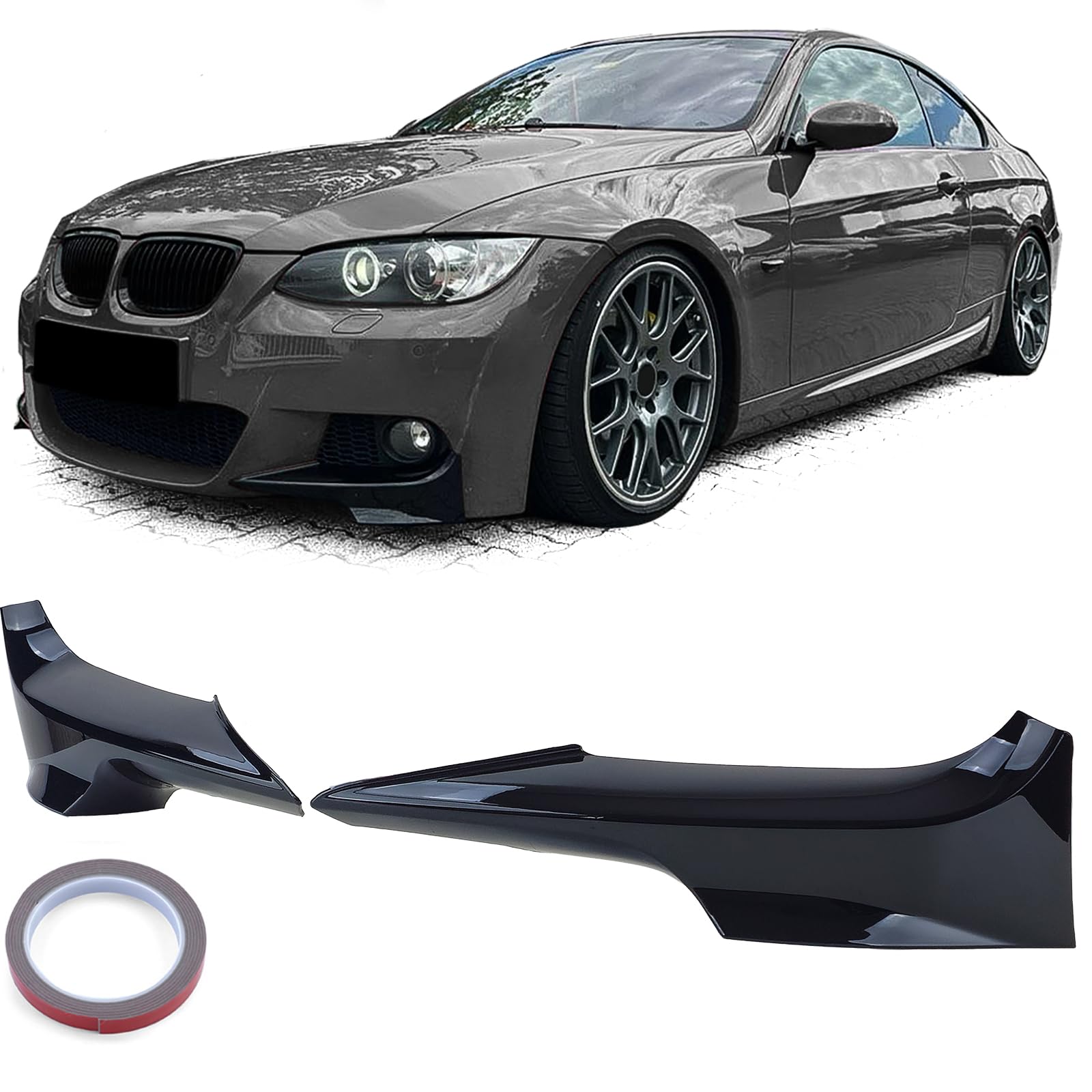 Front Flaps Spoiler Schwarz Glanz passend für 3er BMW E92 E93 06-10 von Tenzo-R