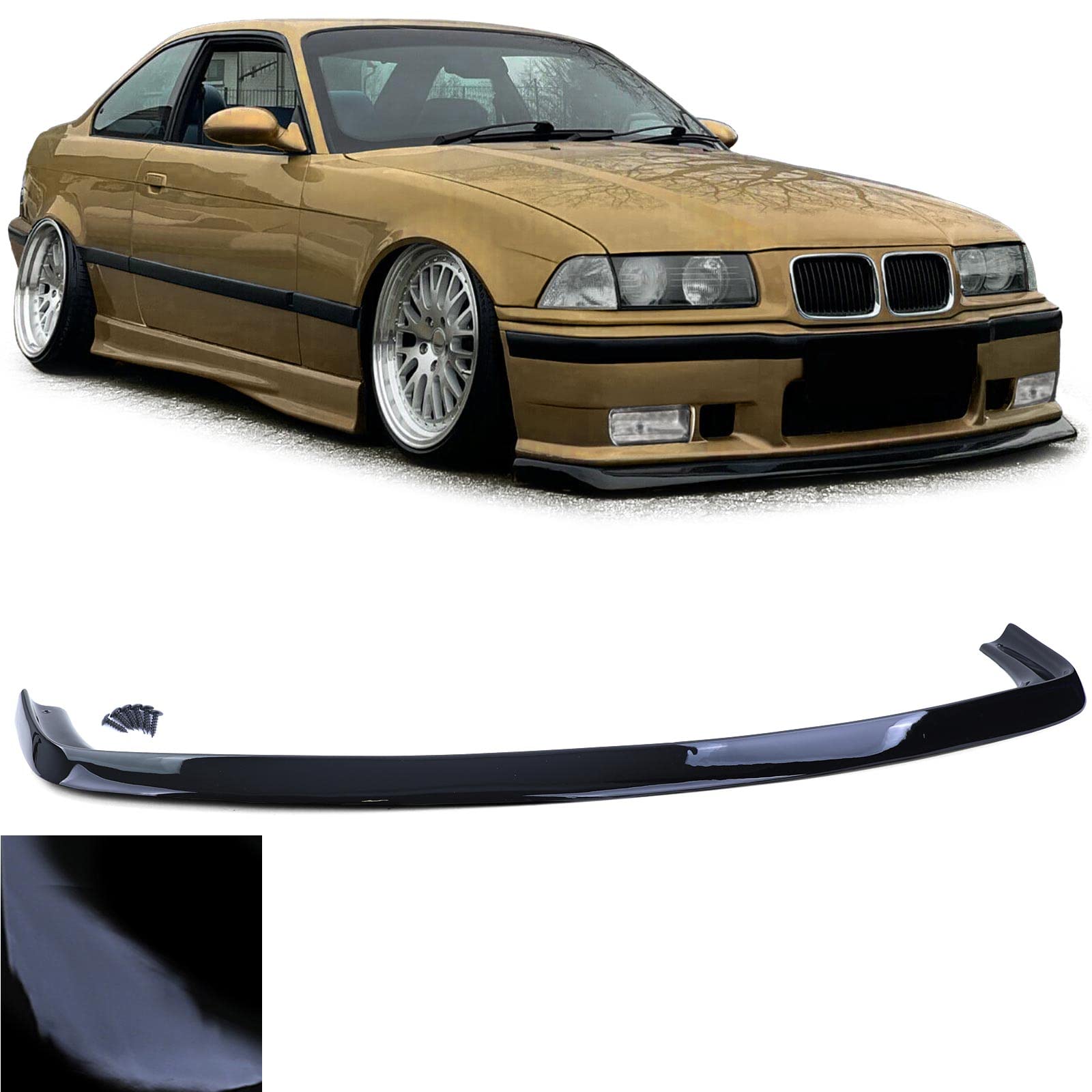 Front Spoiler Lippe FATLIP Schwarz Glanz passend für 3er BMW E36 90-99 von Tenzo-R