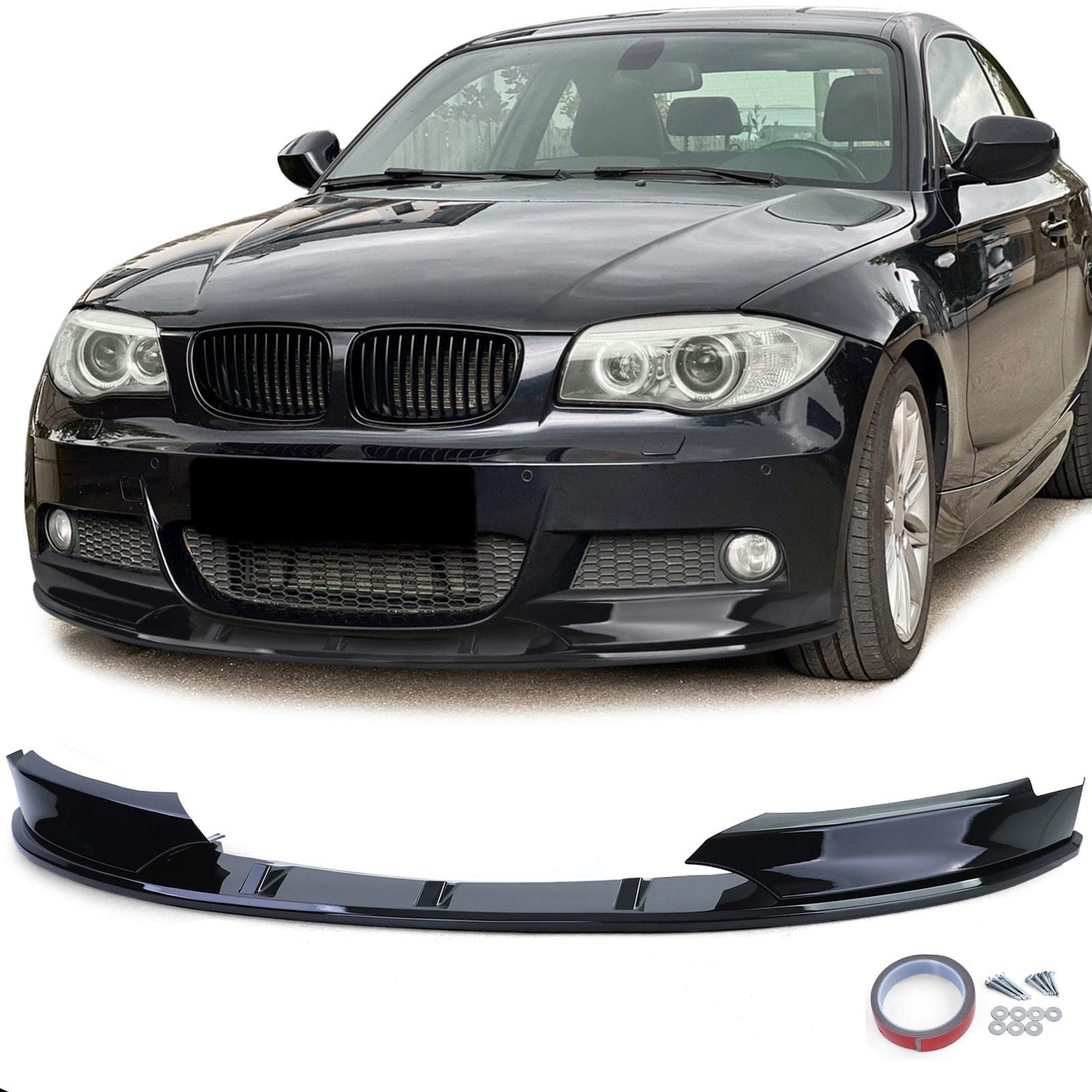 Front Spoiler Lippe Performance Schwarz Glanz passend für 1er BMW E82 E88 11-13 von Tenzo-R