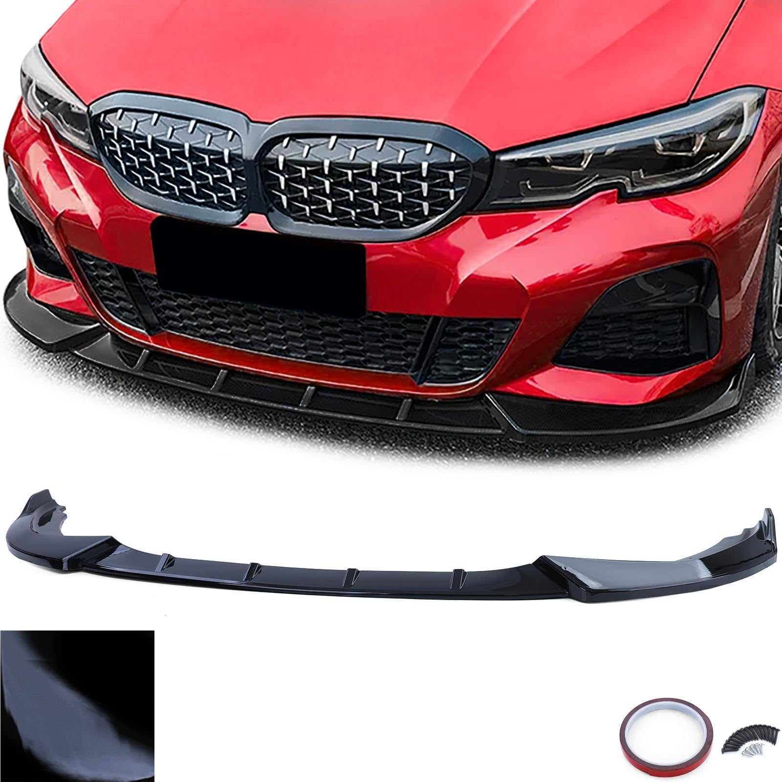 Front Spoiler Lippe Performance Schwarz Glanz passend für BMW 3er G20 G21 ab 18 von Tenzo-R