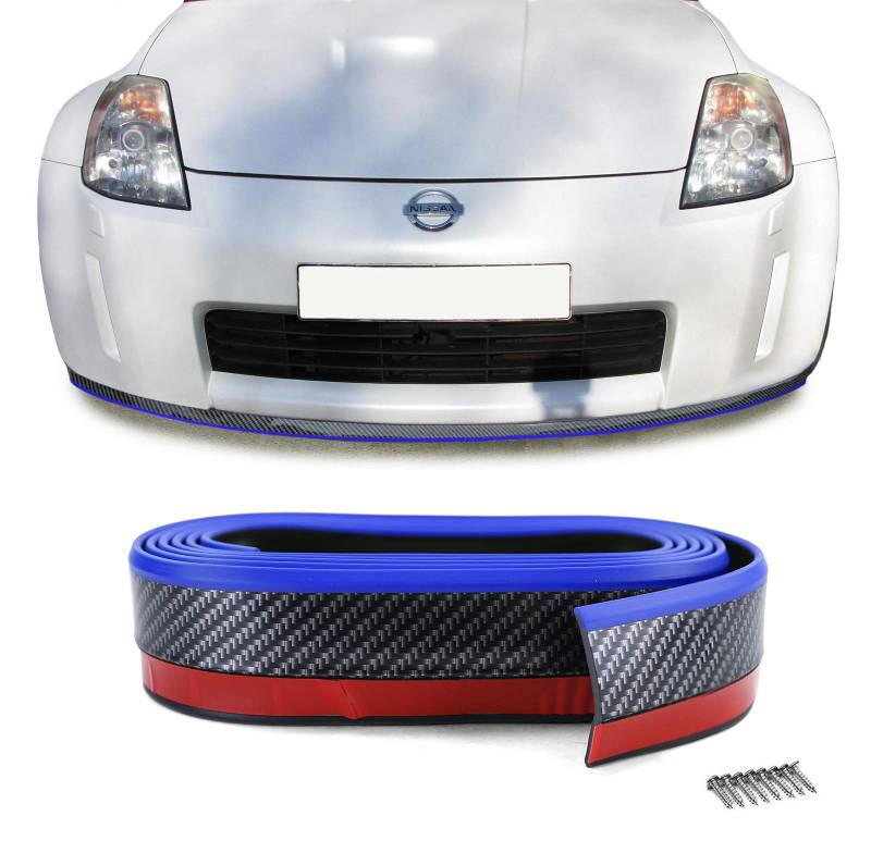 Front Spoiler Lippe Schweller universal flexibel 2,5mx5cm Carbon Optik blau von Tenzo-R