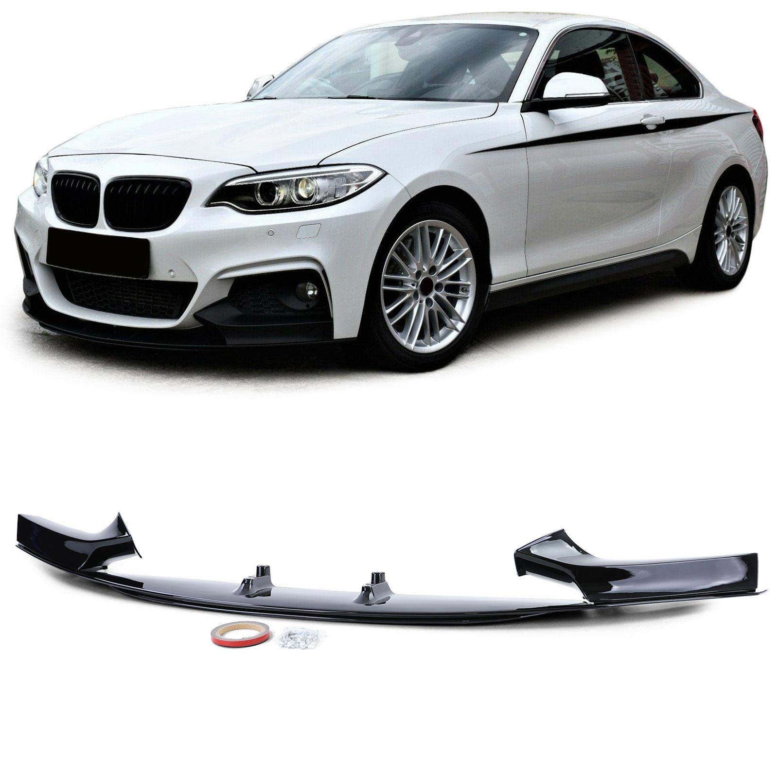 Front Spoiler Lippe Sport Schwarz Glanz passend für BMW 2er F22 F23 mit M Paket von Tenzo-R