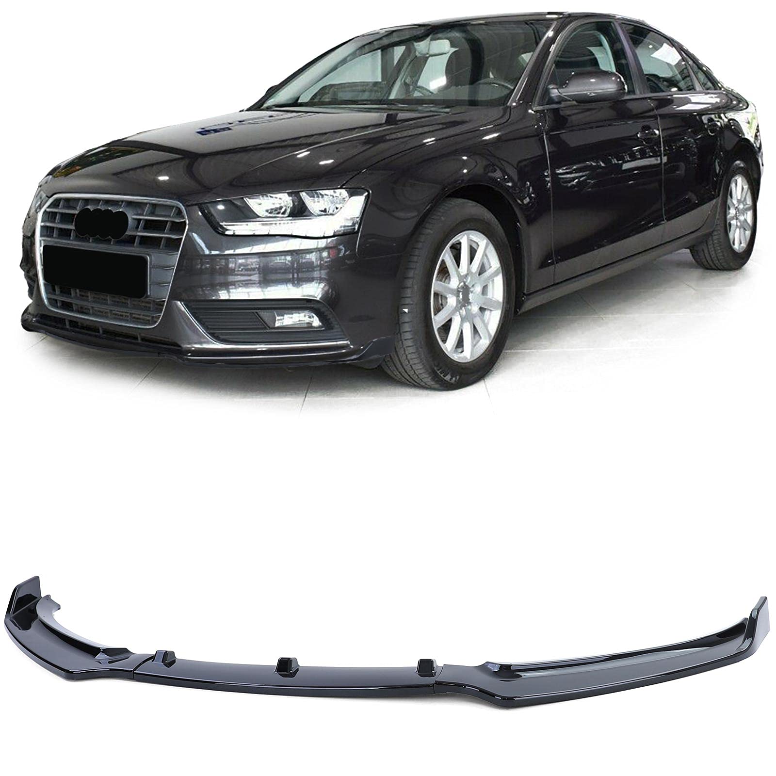 Front Spoiler Lippe Stoßstange Schwarz Glanz für Audi A4 B8 8K 11-15 Facelift von Tenzo-R