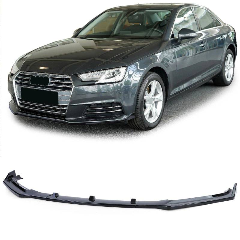 Front Spoiler Lippe Stoßstange Schwarz Glanz für Audi A4 B9 8W 15-19 von Tenzo-R