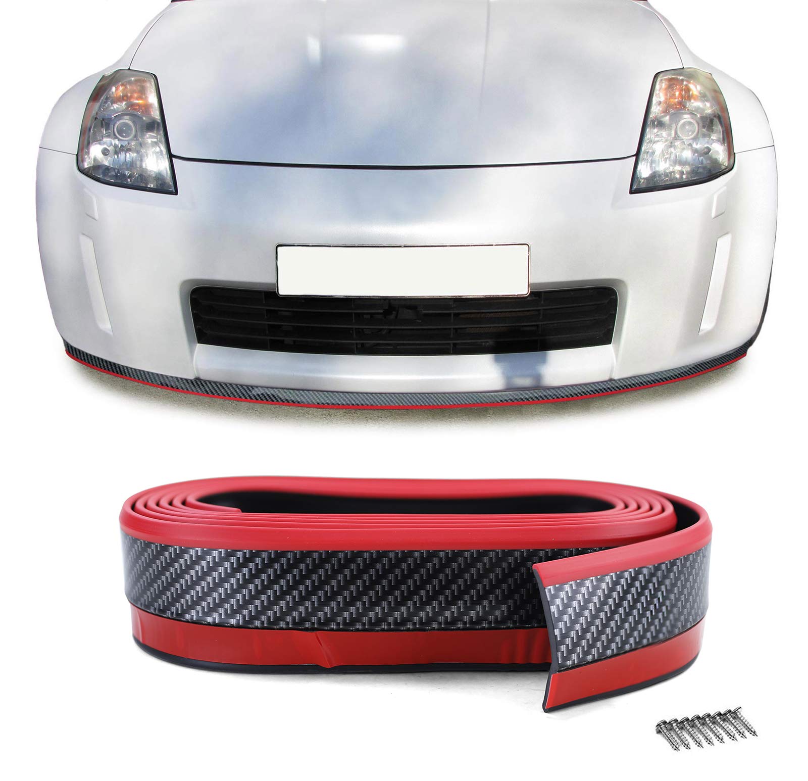 Front Spoiler Lippe universal flexibel 2,5mx5cm Carbon Optik rot von Tenzo-R