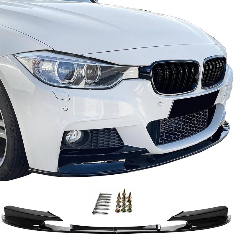 Frontspoiler Lippe Ansatz Sport Optik Schwarz Glanz für BMW 3er F30 F31 11-19 von Tenzo-R