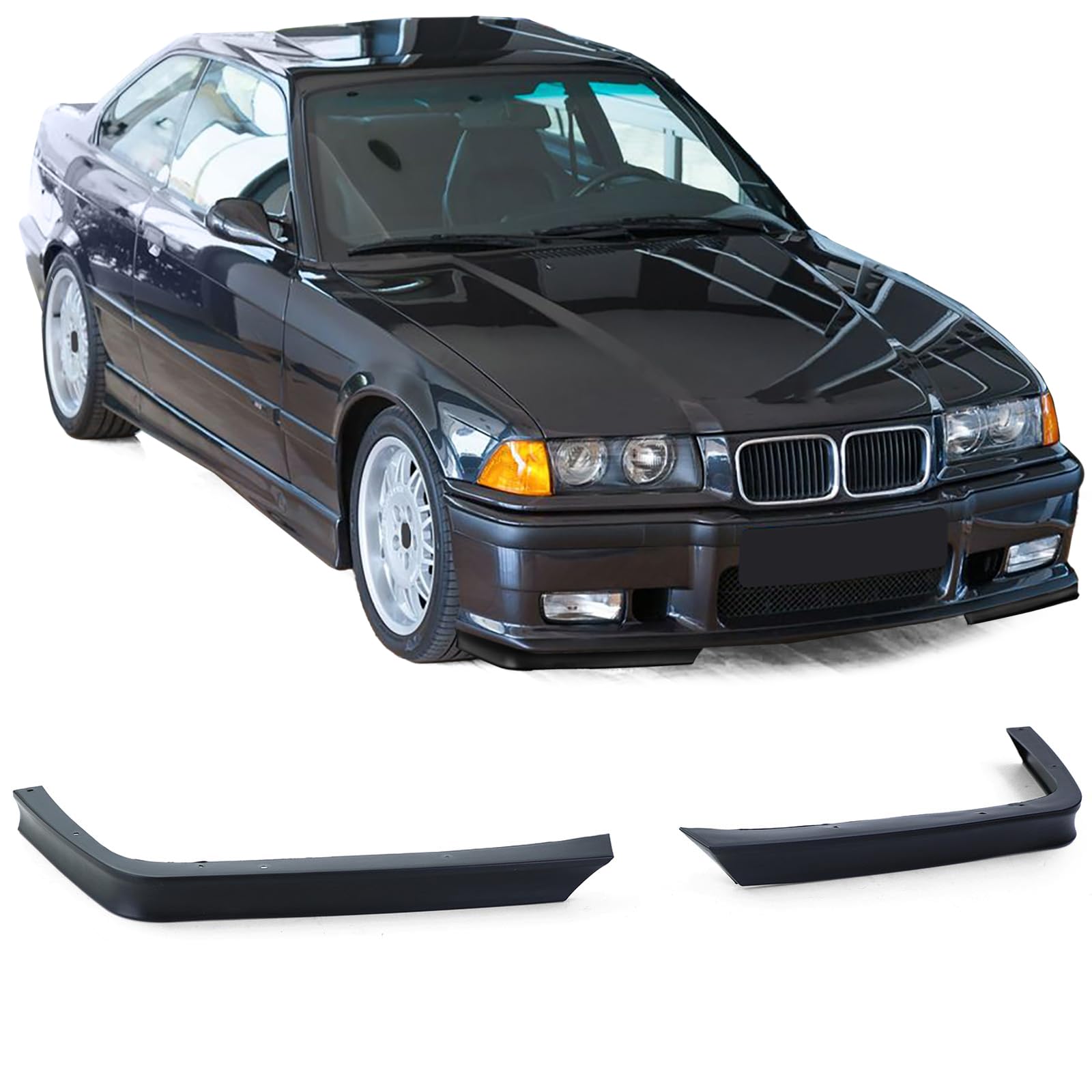 GT Evo Spoiler Ecken SET Schwarz Flaps Spoilerlippe passt für BMW E36 90-98 M3 von Tenzo-R