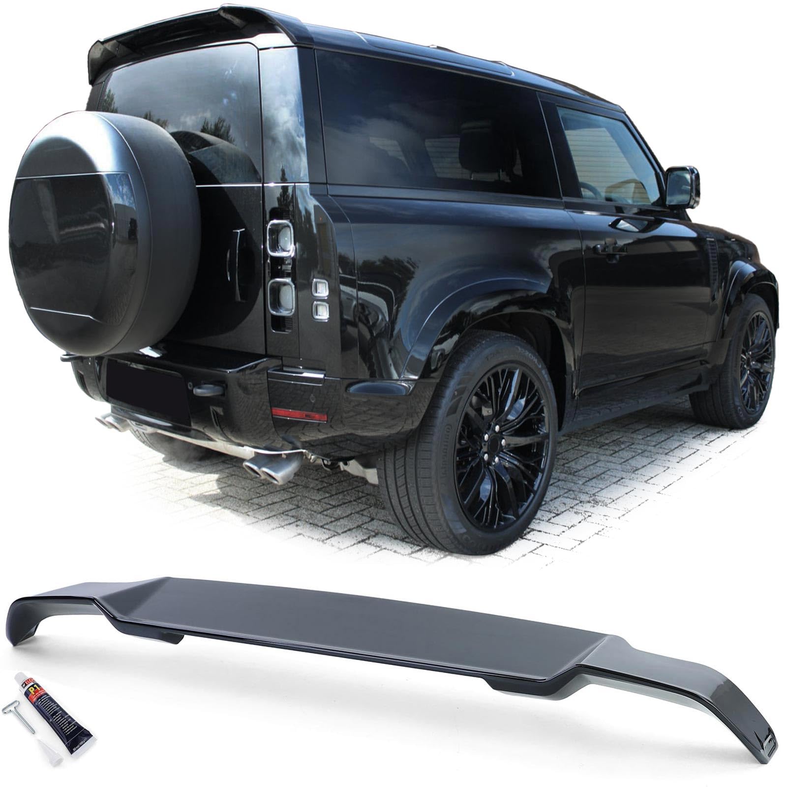 Heck Dachspoiler Lippe Schwarz Glanz für Land Rover Defender L663 90 110 von Tenzo-R