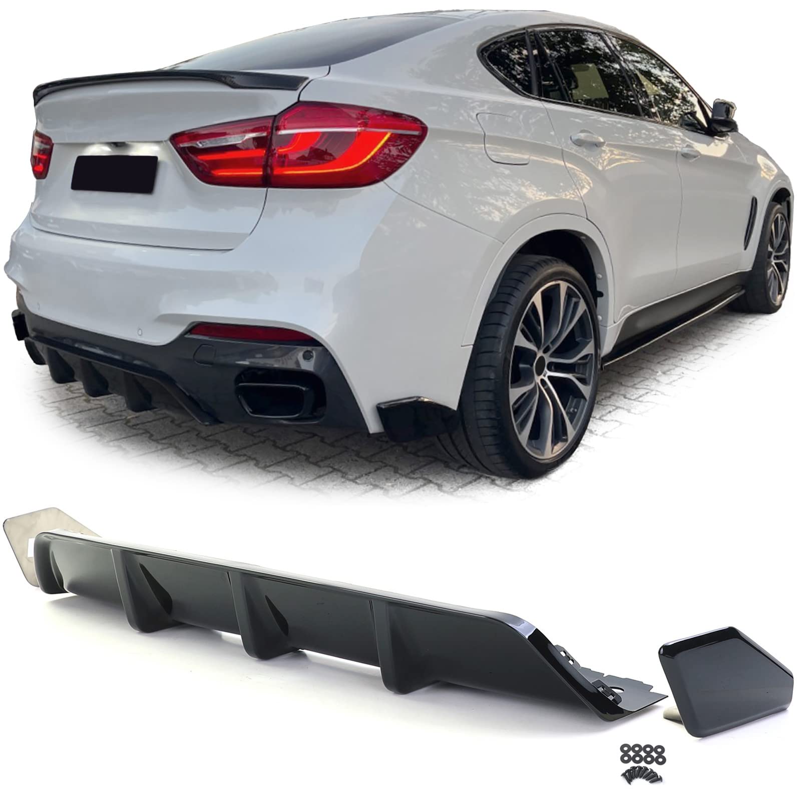 Heck Diffusor Performance Schwarz Glanz passend für BMW X6 F16 14-19 von Tenzo-R