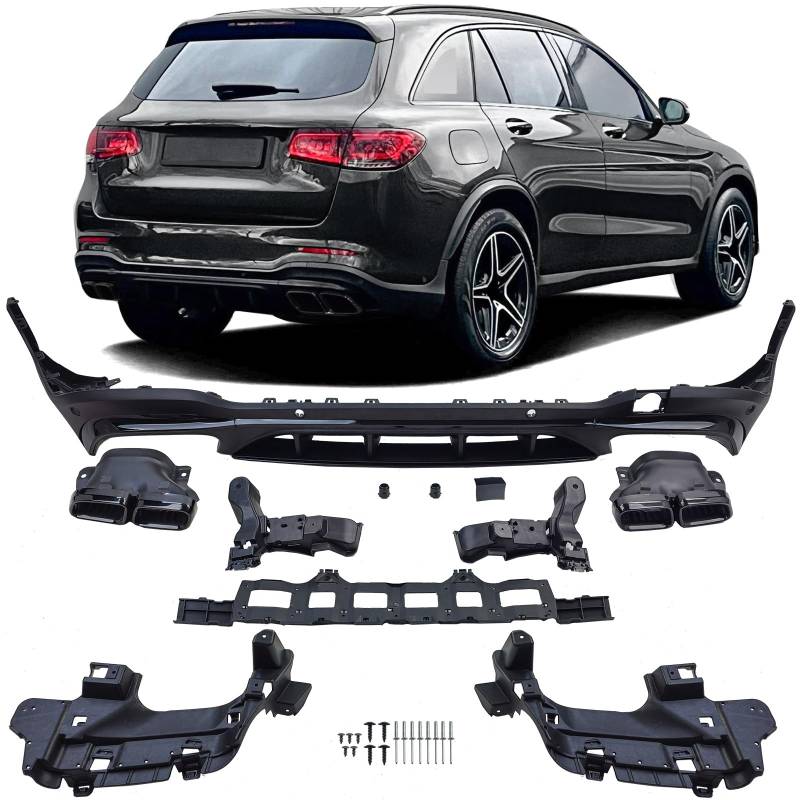 Heck Diffusor Sport + schwarze Endrohre für Mercedes GLC X253 20-22 Facelift von Tenzo-R