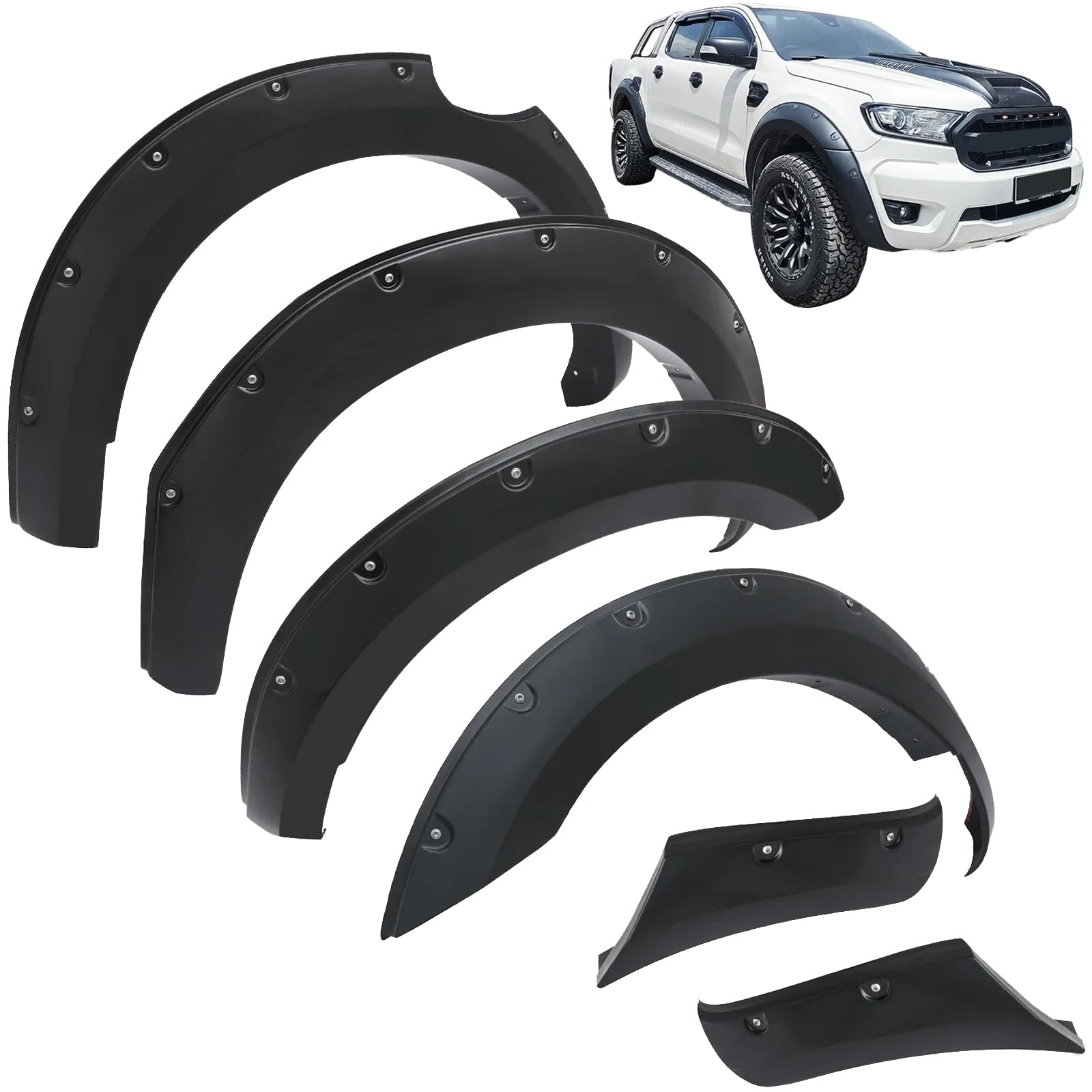 Kotflügel Radlauf Verbreiterungen Set 6" passt für Ford Ranger T7 T8 15-22 von Tenzo-R