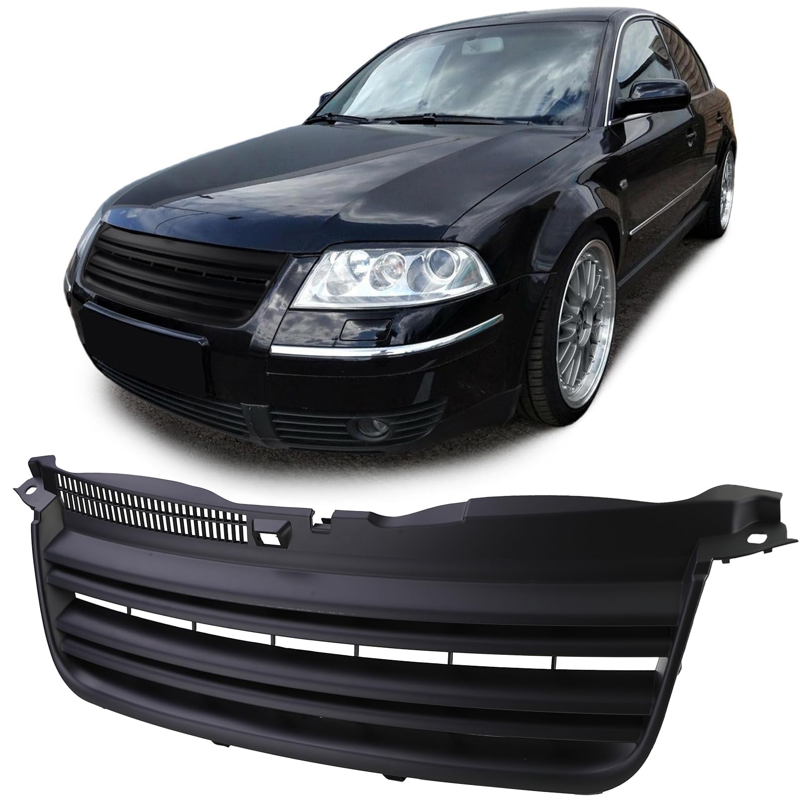 Kühlergrill Doppelrippe Schwarz für VW Passat 3BG Limousine Variant 00-05 von Tenzo-R