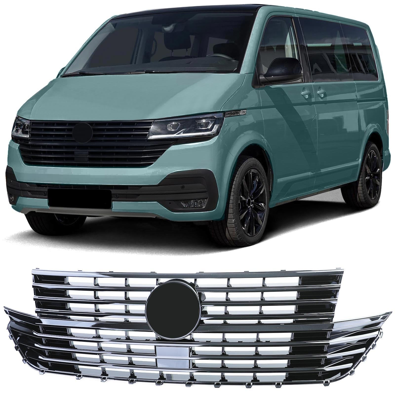 Kühlergrill Frontgrill Schwarz Glanz für VW T6.1 Bus Multivan Facelift ab 19 von Tenzo-R