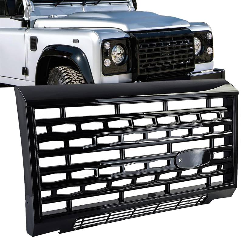 Kühlergrill Schwarz Glanz passt für Land Rover Defender LD 90 110 2007-2015 von Tenzo-R